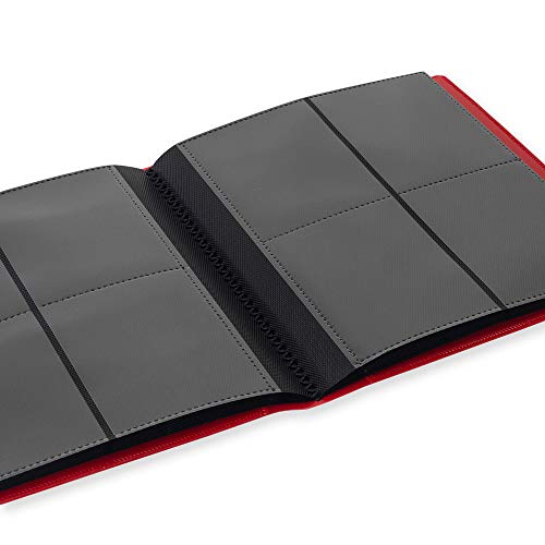 Vault X Red 4-Pocket Strap Binder – Holds 160 Cards, Side-Loading Pages, Non-PVC