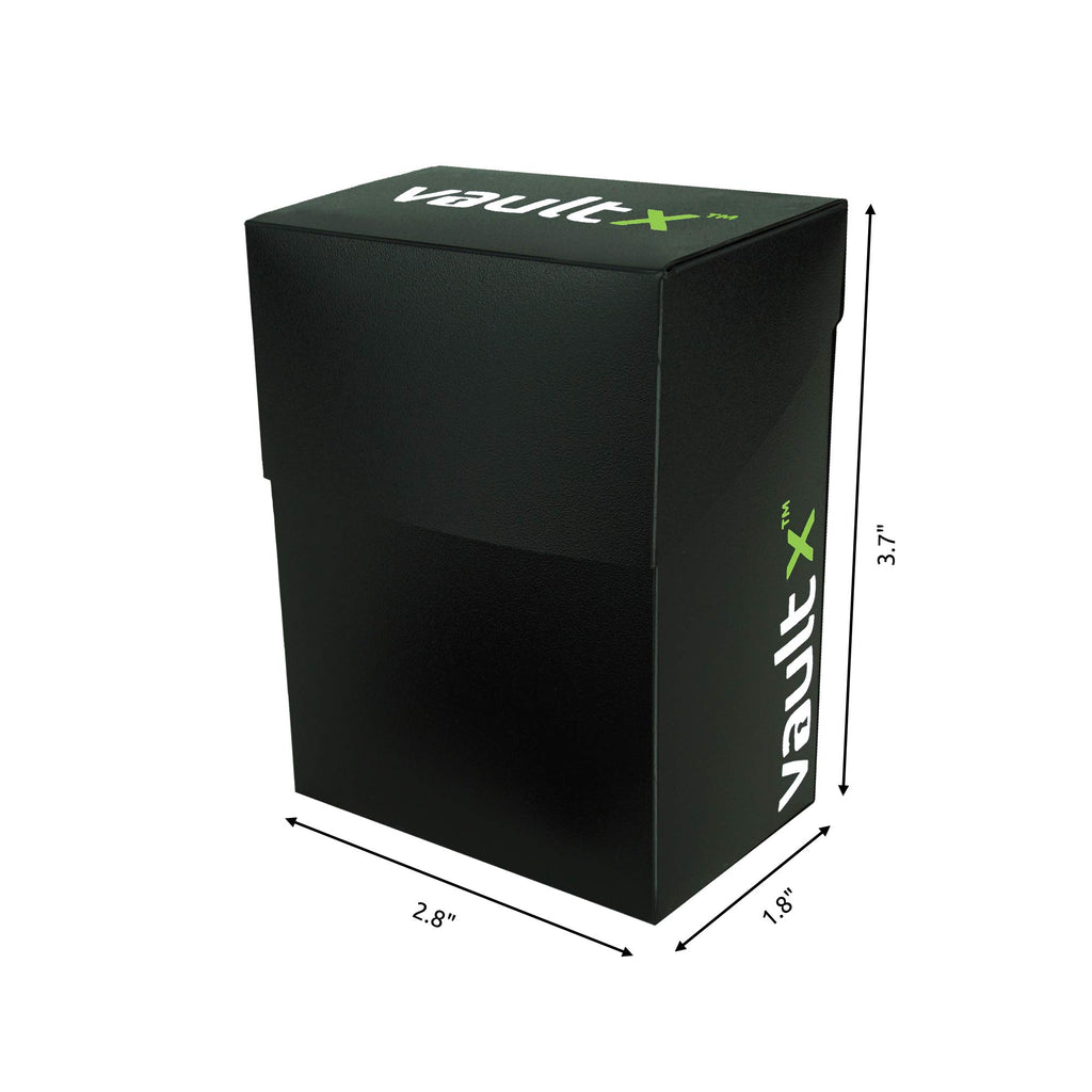 Vault X Small Deck Box - Holds 60+ Sleeved Cards, Includes 100 Black Sleeves & Divider (Black)