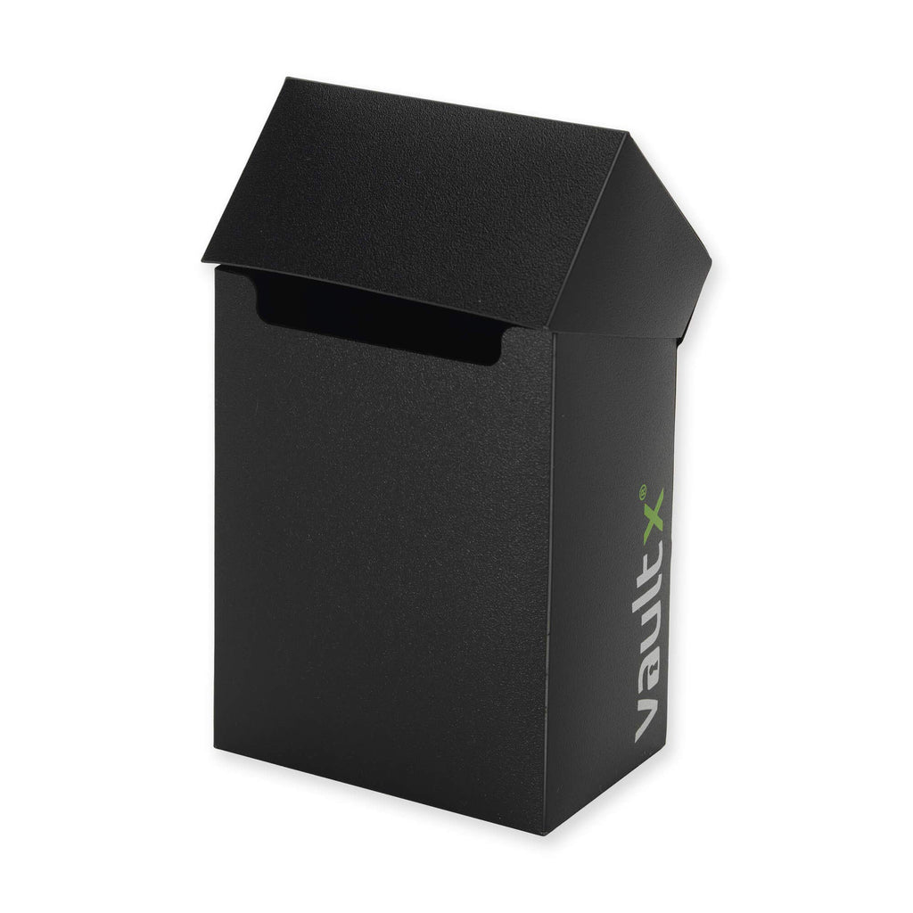 Vault X Small Deck Box - Holds 60+ Sleeved Cards, Includes 100 Black Sleeves & Divider (Black)