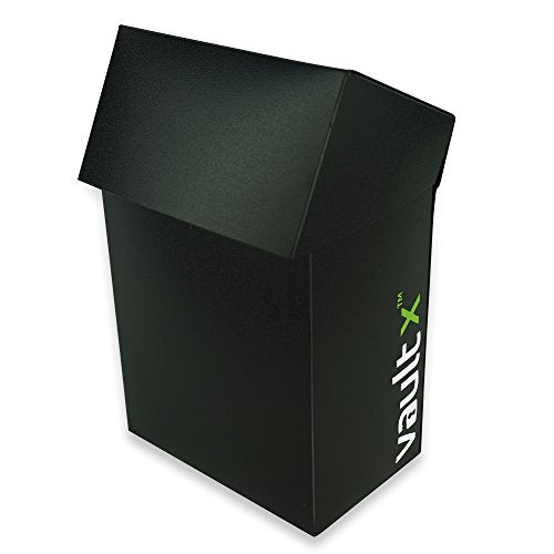 Vault X Small Deck Box - Holds 60+ Sleeved Cards, Includes 100 Black Sleeves & Divider (Black)