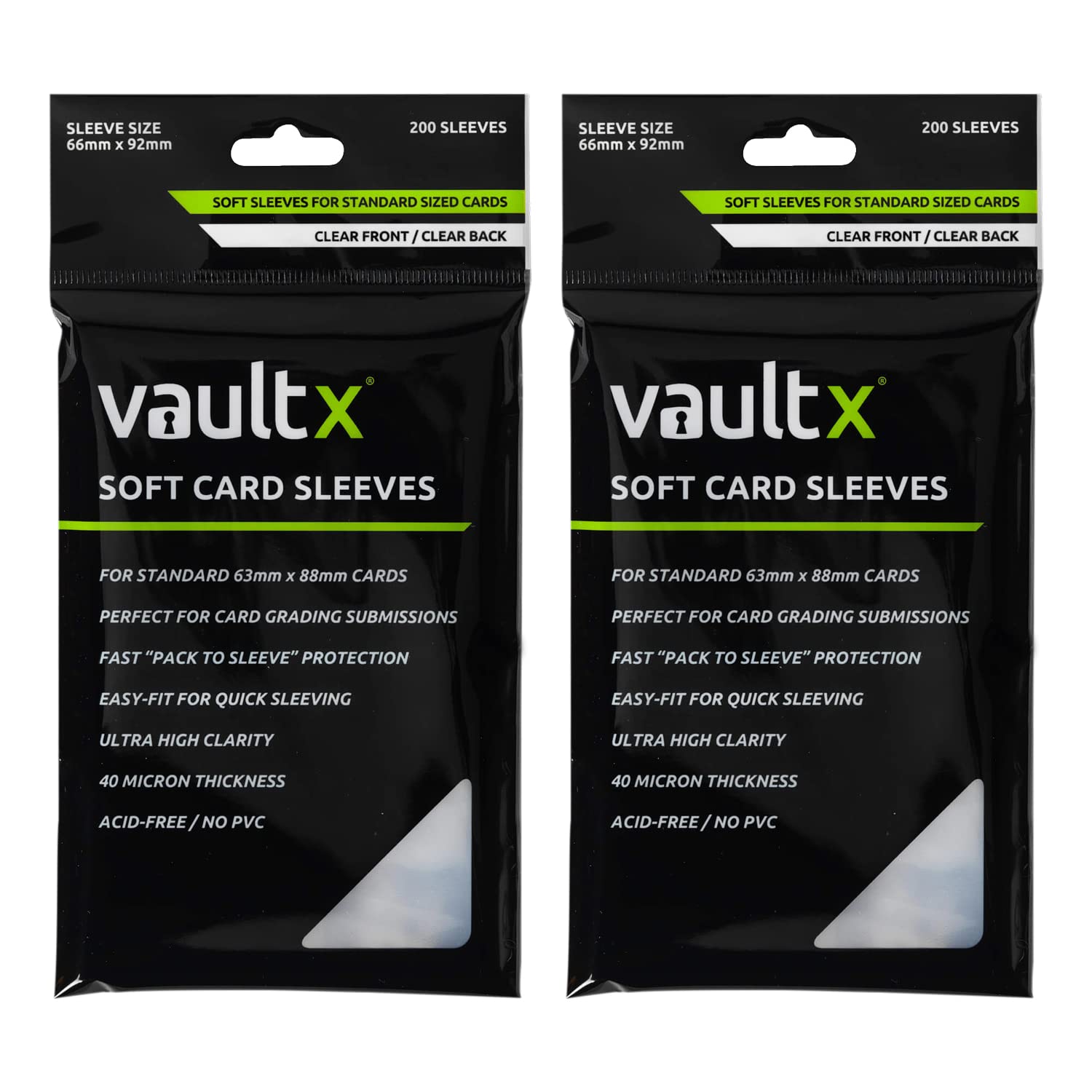 Vault X Soft Penny Sleeves (400 Pack) – Clear 40 Micron Standard Trading Card Protectors