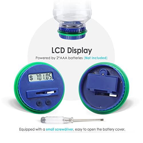 Vcertcpl 1.8L Digital Coin Counting Piggy Bank for Adults & Kids - Green