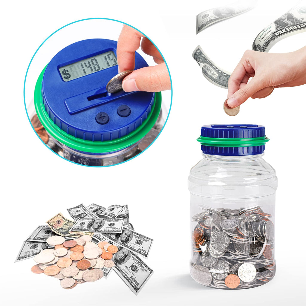 Vcertcpl 1.8L Digital Coin Counting Piggy Bank for Adults & Kids - Green