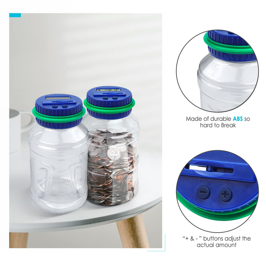 Vcertcpl 1.8L Digital Coin Counting Piggy Bank for Adults & Kids - Green