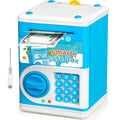 Vcertcpl Blue ATM Piggy Bank for Kids with 4-Digit Code and Auto Bill Slot