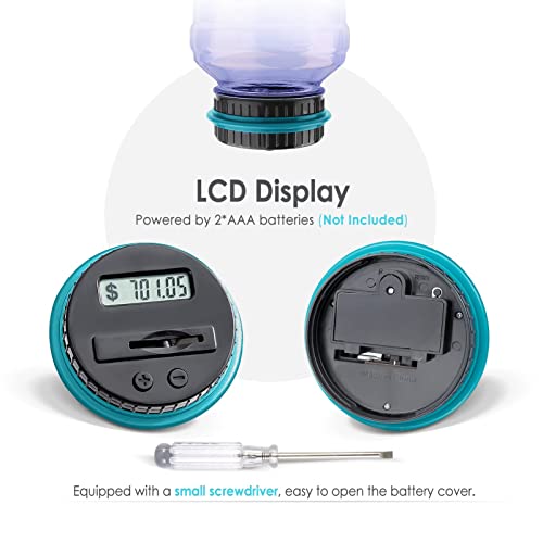 Vcertcpl Digital Coin Counting Piggy Bank, 1.8L Capacity, LCD Screen, Purple