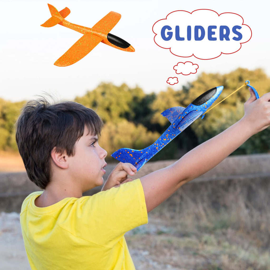 VCOSTORE 2 Pack Catapult Foam Airplanes - 13.3'' EPP Glider Planes for Kids, Dual Flight Modes, Waterproof Outdoor Toy for Ages 3-12