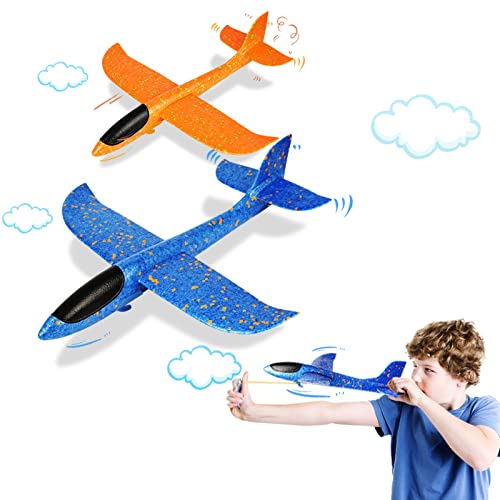 VCOSTORE 2 Pack Catapult Foam Airplanes - 13.3'' EPP Glider Planes for Kids, Dual Flight Modes, Waterproof Outdoor Toy for Ages 3-12