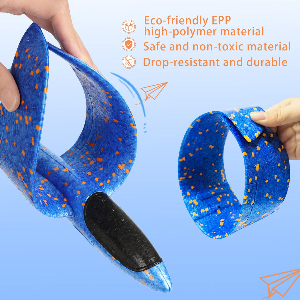 VCOSTORE 2 Pack Foam Airplanes for Kids – 13.3'' Hand Throwing Glider Planes, EPP Foam, Quick Assembly, Outdoor Toy for Ages 3-12