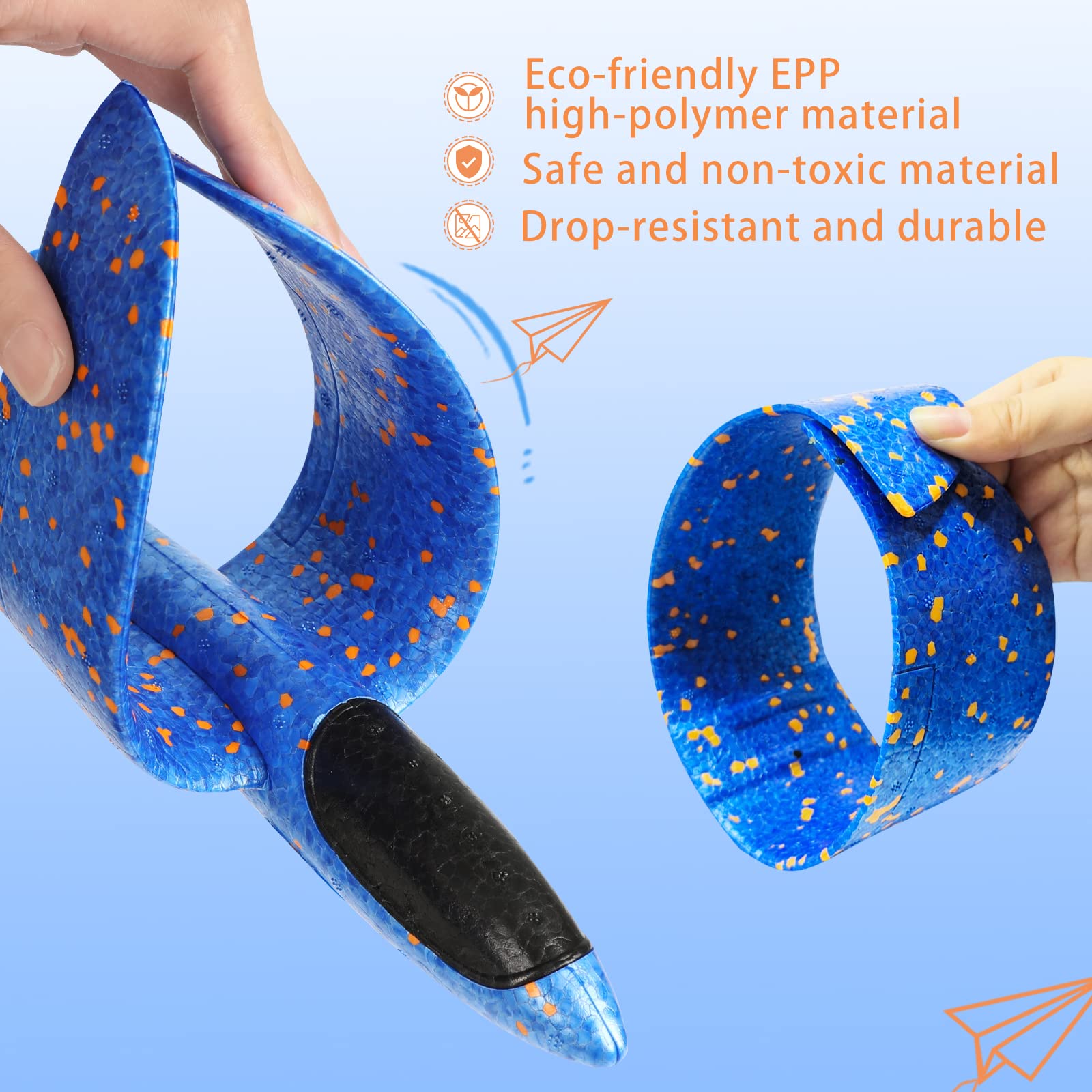 VCOSTORE 2 Pack Foam Airplanes for Kids – 13.3'' Hand Throwing Glider Planes, EPP Foam, Quick Assembly, Outdoor Toy for Ages 3-12