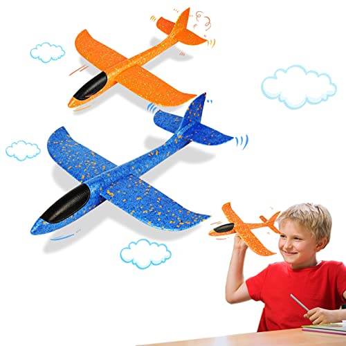 VCOSTORE 2 Pack Foam Airplanes for Kids – 13.3'' Hand Throwing Glider Planes, EPP Foam, Quick Assembly, Outdoor Toy for Ages 3-12