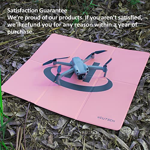 VCUTECH 25-Inch Weighted Drone Landing Pad – Waterproof PU PVC, Double-Sided, Portable for DJI Mini 3 Pro, Mavic 3, Air 2/2S, Mini 2, FPV, Avata (Pink)