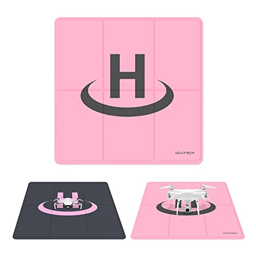 VCUTECH 25-Inch Weighted Drone Landing Pad – Waterproof PU PVC, Double-Sided, Portable for DJI Mini 3 Pro, Mavic 3, Air 2/2S, Mini 2, FPV, Avata (Pink)