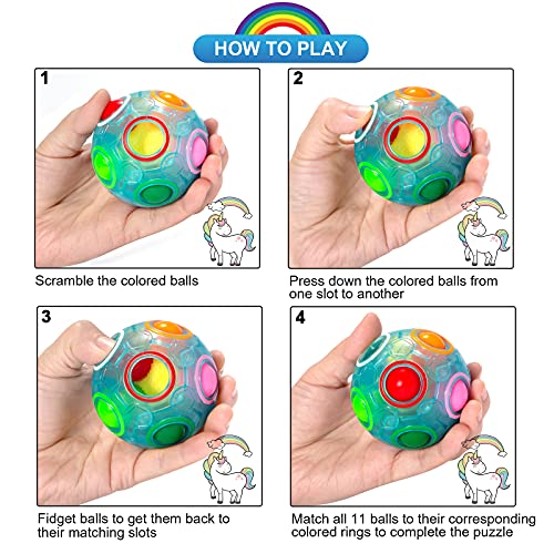 Vdealen Magic Rainbow Puzzle Ball 2-Pack - Brain Teaser Fidget Toy for Kids Teens Adults - Portable Stress Relief Toy