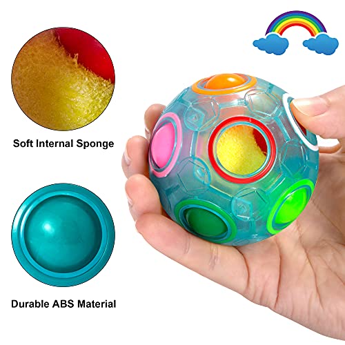 Vdealen Magic Rainbow Puzzle Ball 2-Pack – Brain Teaser Fidget Toy for Kids Teens Adults