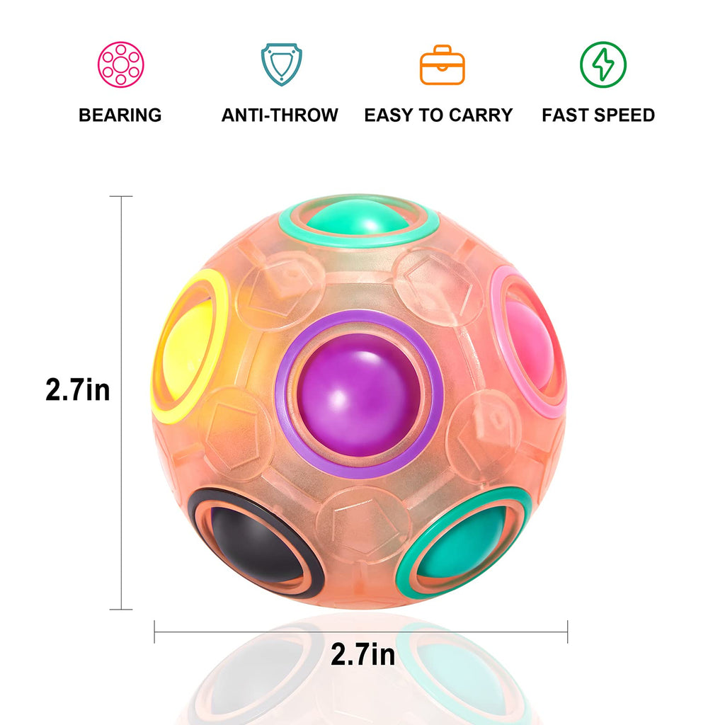 Vdealen Magic Rainbow Puzzle Ball 2-Pack – Brain Teaser Fidget Toy for Kids Teens Adults