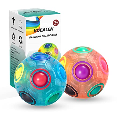 Vdealen Magic Rainbow Puzzle Ball 2-Pack – Brain Teaser Fidget Toy for Kids Teens Adults