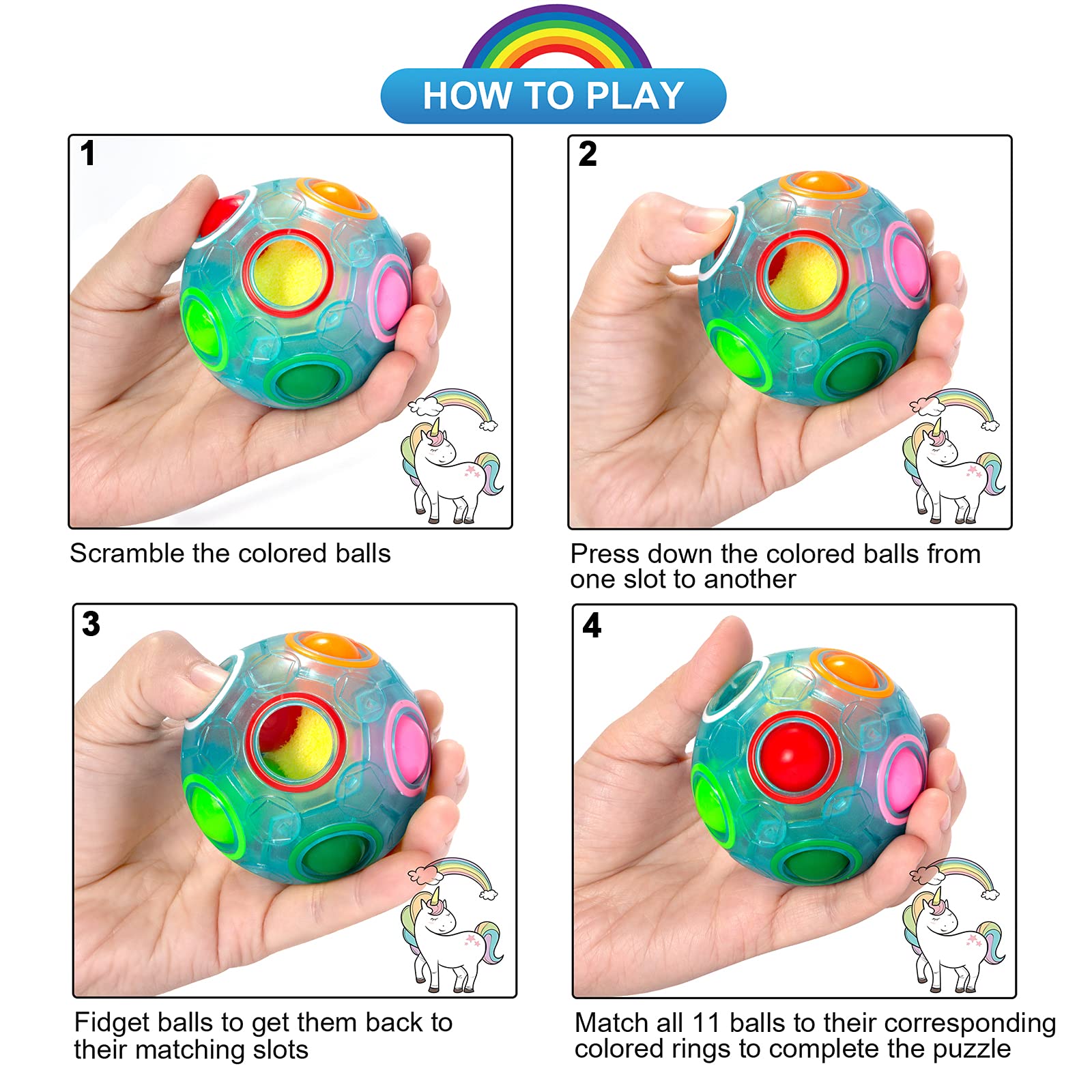Vdealen Magic Rainbow Puzzle Ball – 3D Fidget Toy for Kids & Adults