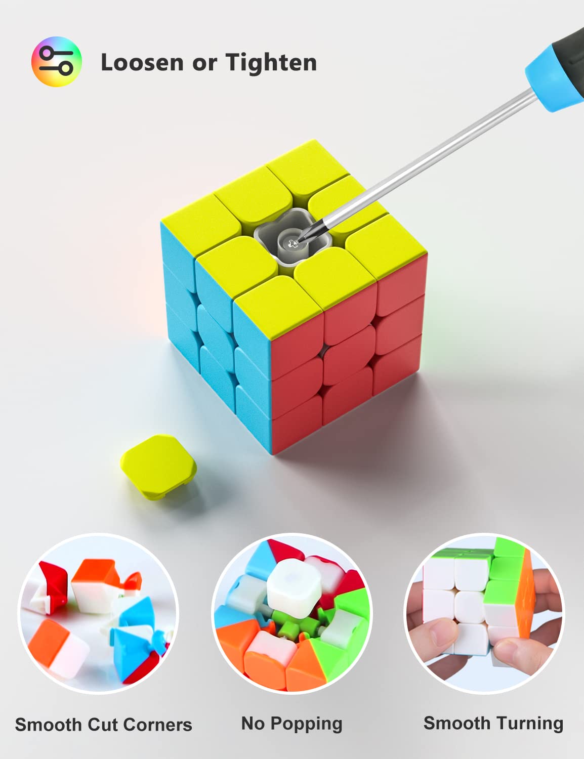 Vdealen Speed Cube Set: 2x2, 3x3, Pyramid Stickerless Puzzles for All Ages