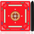 Vdisuaty Red Neoprene Mahjong Mat 31.5x31.5 Inch with Carry Bag and Dice - Anti-Slip, Waterproof, Foldable
