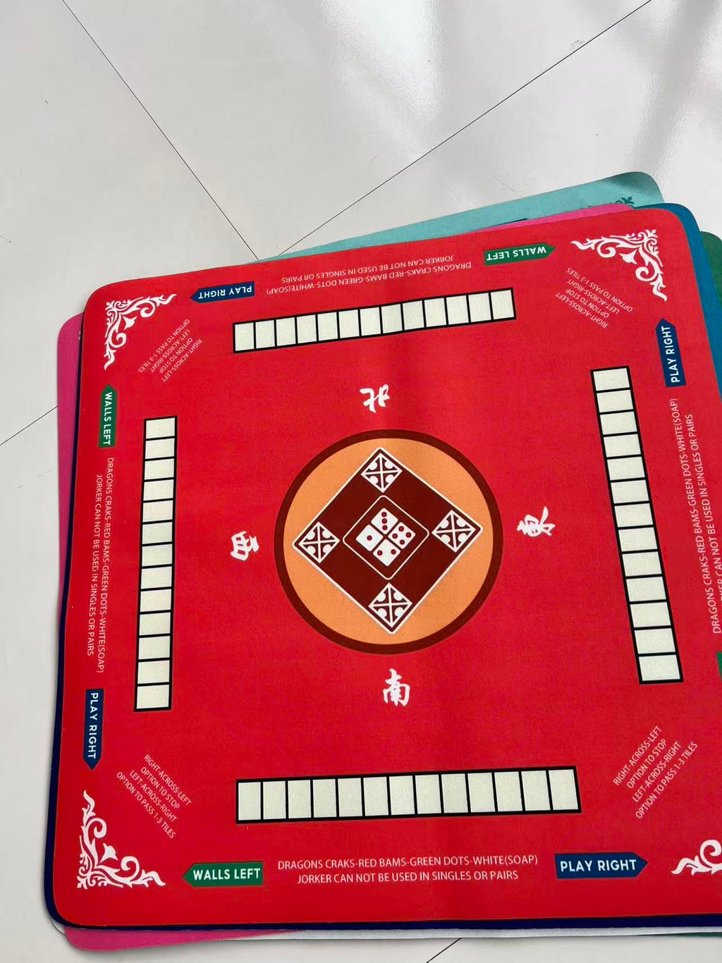 Vdisuaty Red Neoprene Mahjong Mat 31.5x31.5 Inch with Carry Bag and Dice - Anti-Slip, Waterproof, Foldable