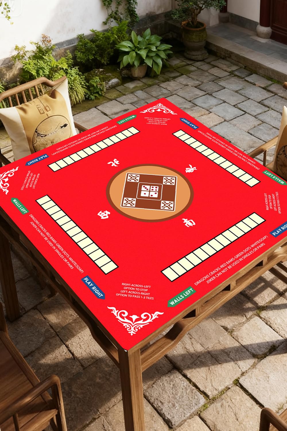 Vdisuaty Red Neoprene Mahjong Mat 31.5x31.5 Inch with Carry Bag and Dice - Anti-Slip, Waterproof, Foldable