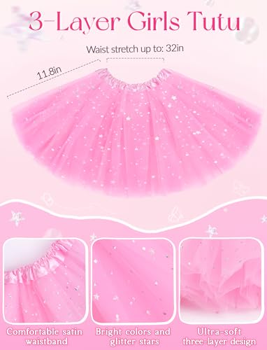 VEKDA 4-Pack Fairy Costume for Girls – Tutu Skirt, Wings, Headband, and Wand Set