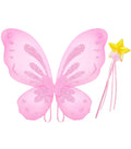 VEKDA Fairy Wings and Star Wand Set for Girls – Butterfly Costume Accessory for Dress-Up, Halloween, and Birthday Play