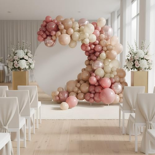 Vellax 146-Piece Dusty Pink, White Sand, Nude & Rose Gold Balloon Garland Arch Kit for Birthday, Baby Shower, Wedding & Gender Reveal