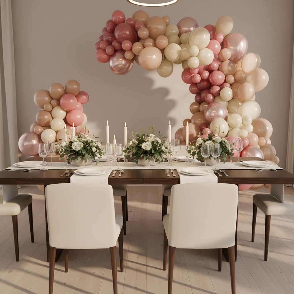 Vellax 146-Piece Dusty Pink, White Sand, Nude & Rose Gold Balloon Garland Arch Kit for Birthday, Baby Shower, Wedding & Gender Reveal