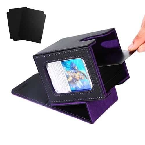 Venssu Commander Deck Box for MTG – Holds 100 Double-Sleeved Cards with Dividers and Toploader (Black & Purple)