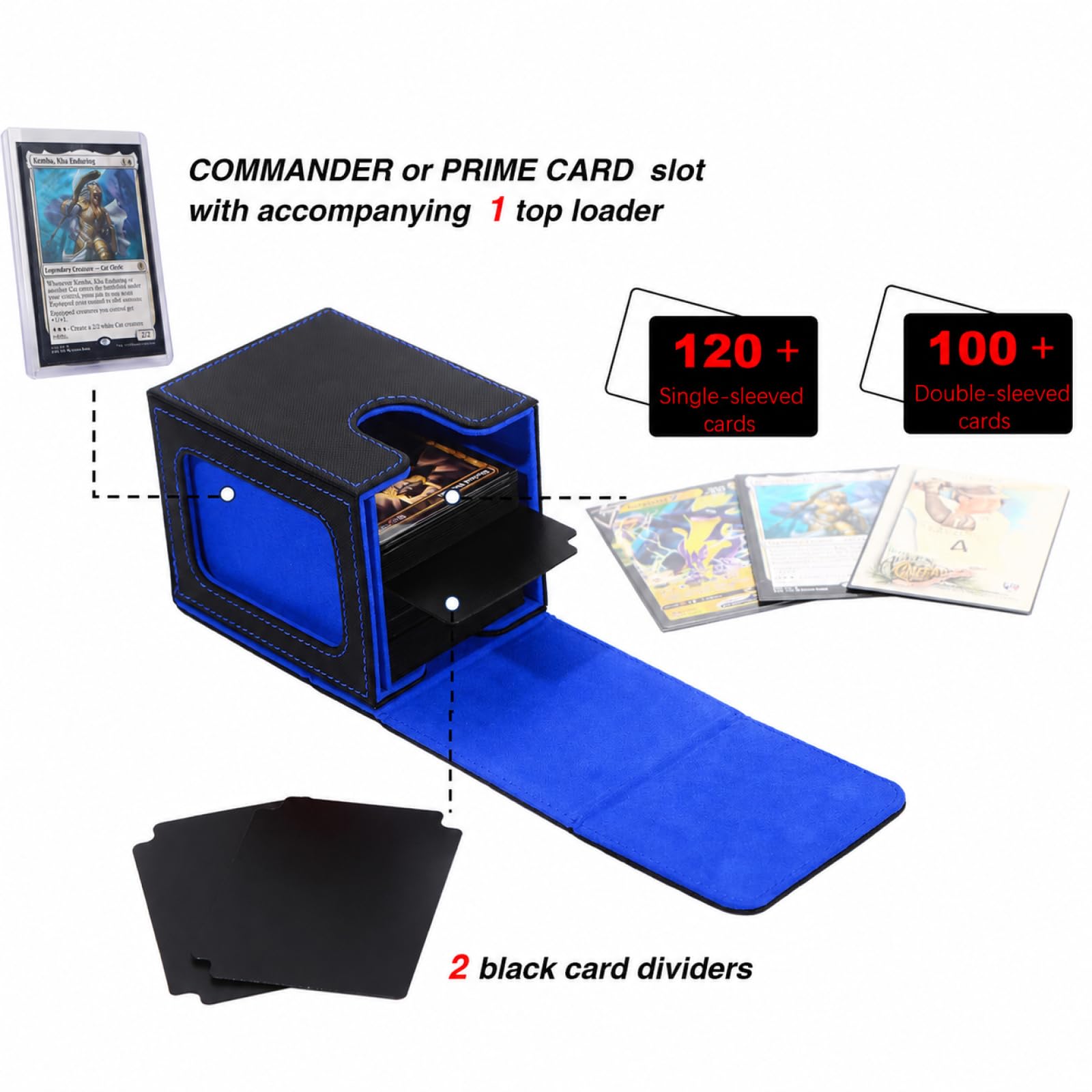 Venssu Deck Box for Commander Display - Holds 100 Double-Sleeved Cards with Window and Toploader