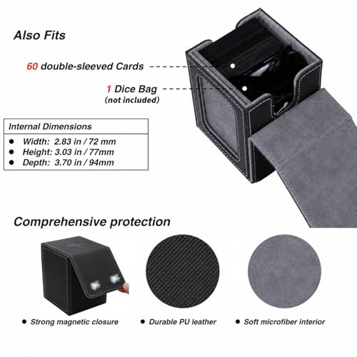 Venssu MTG Commander Deck Box – Fits 100 Double-Sleeved Cards, PU Leather, with Window Display and Dividers