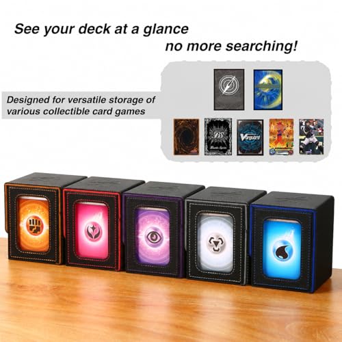 Venssu MTG Commander Deck Box – Fits 100 Double-Sleeved Cards, PU Leather, with Window Display and Dividers