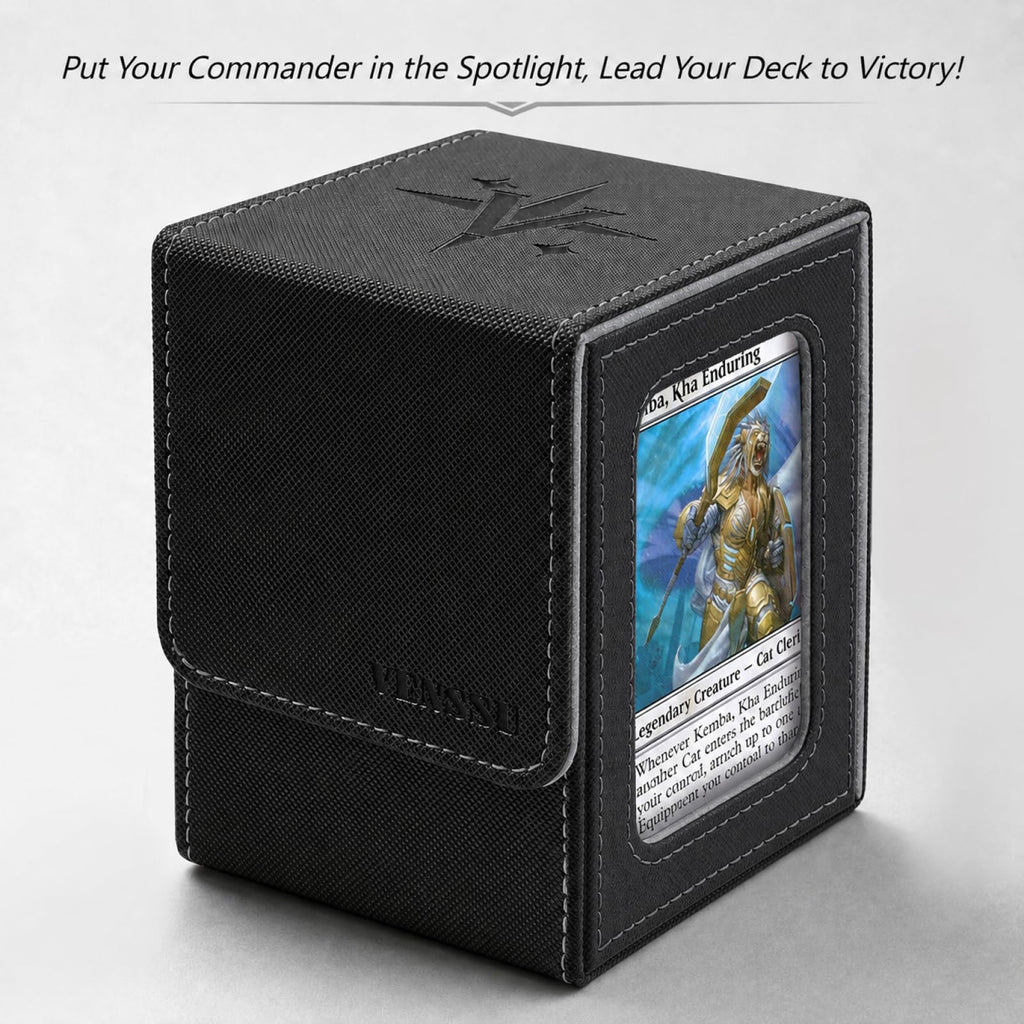 Venssu MTG Commander Deck Box – Fits 100 Double-Sleeved Cards, PU Leather, with Window Display and Dividers