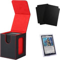 Venssu MTG Commander Deck Box – Holds 100 Double-Sleeved Cards, PU Leather, with 2 Dividers & Toploader (Black/Red)