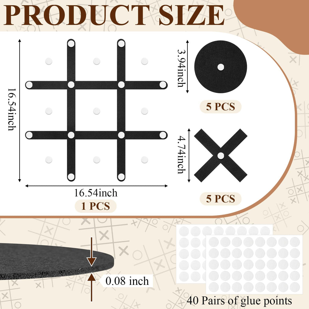 VercanMonth Large Felt Tic Tac Toe Wall Mount Game - Black, 42x42 cm Interactive Wall Decor