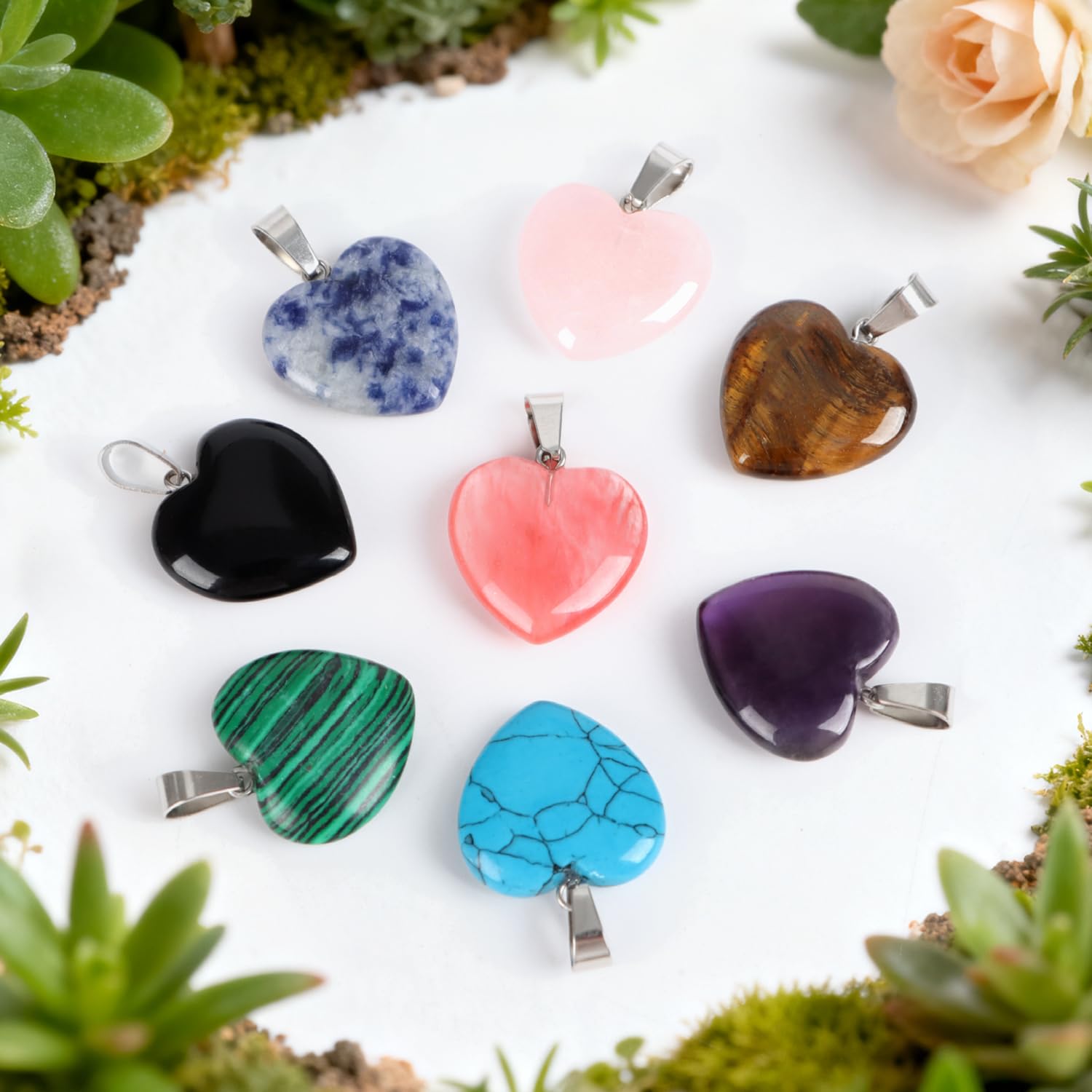 VERDRIP Valentine's Day Gifts for Kids School – 24 Heart Gem Pendants with Cards, Cords & Bags for Classroom Exchange Party Favors