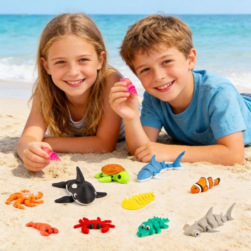 VGBEP 22-Piece 3D Printed Sea Animals Set – Articulating Ocean Creatures for Kids and Adults