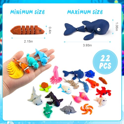 VGBEP 22-Piece 3D Printed Sea Animals Set – Articulating Ocean Creatures for Kids and Adults