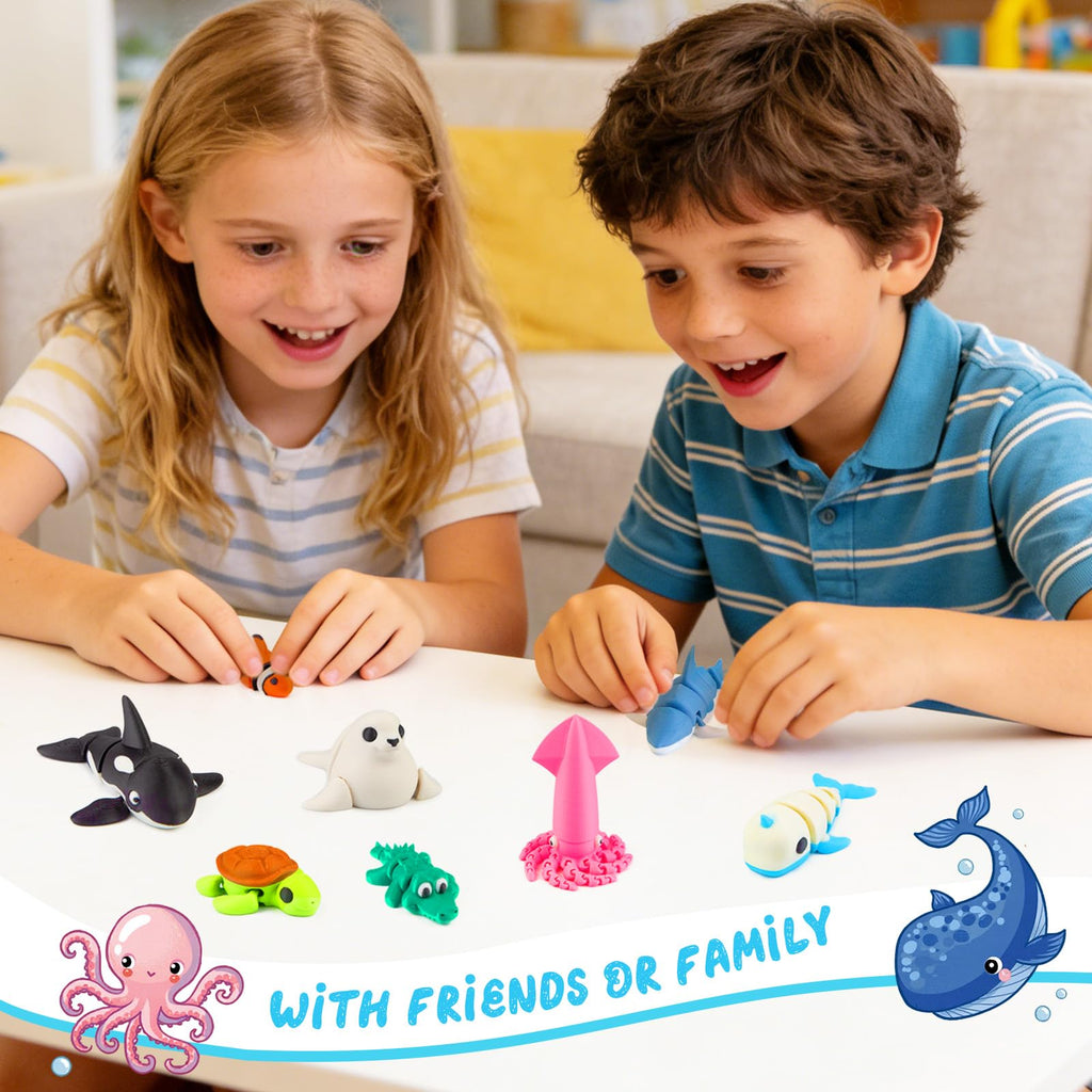 VGBEP 22-Piece 3D Printed Sea Animals Set – Articulating Ocean Creatures for Kids and Adults