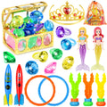 VGOFUN 21-Piece Underwater Treasure Hunt Pool Toy Set with Pirate Chest and Mesh Bag