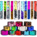 VGOODALL 24-Pack Mermaid Slap Bracelets – Reversible Sequin Wristbands for Kids Party Favors, Classroom Rewards, and Sensory Play
