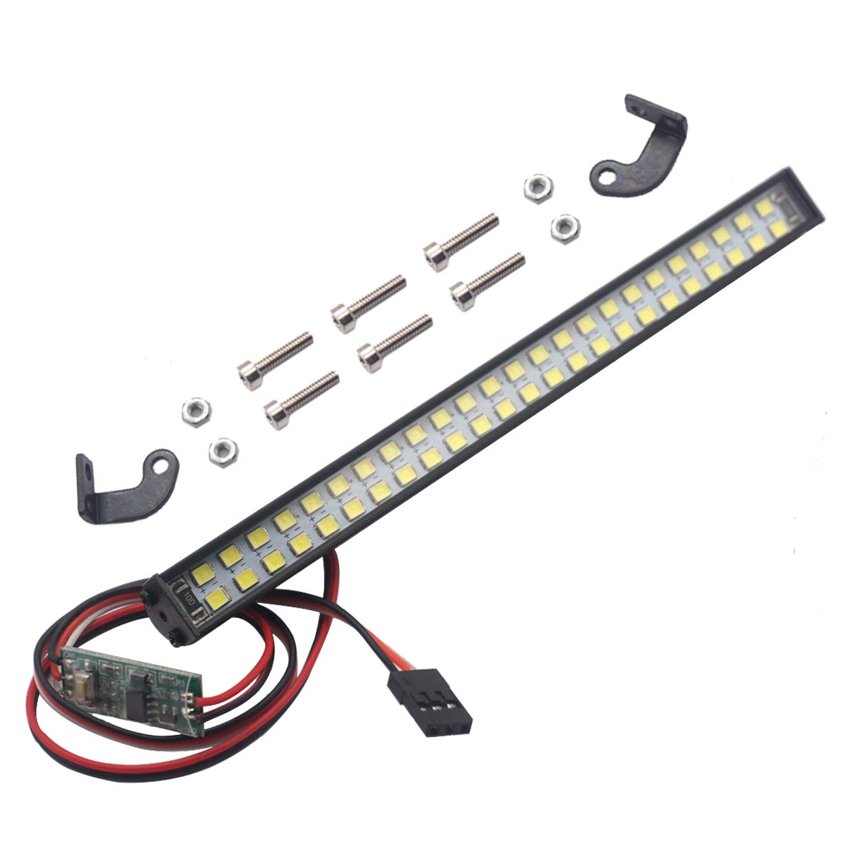 Vgoohobby RC Light Bar Roof Lamp Kit 48 LED Double Row for 1/10 Scale Crawler Trucks - L Shape Universal Brackets Included
