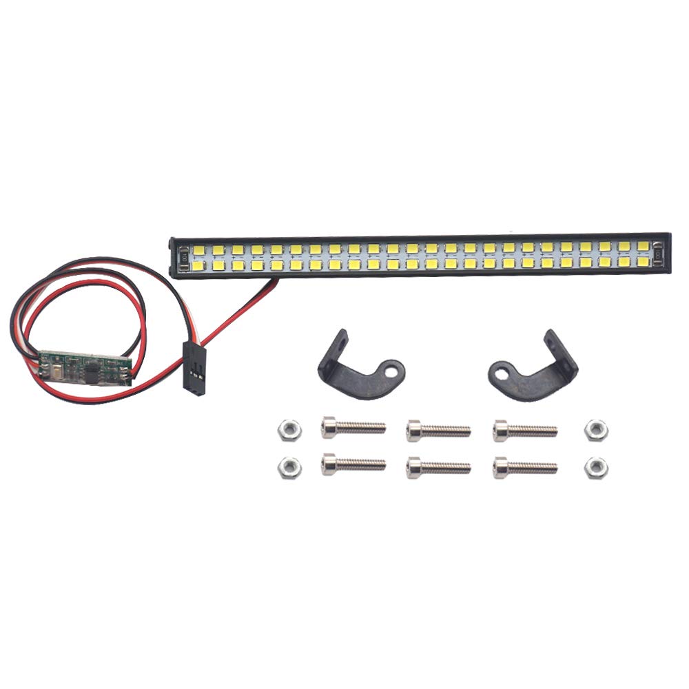 Vgoohobby RC Light Bar Roof Lamp Kit 48 LED Double Row for 1/10 Scale Crawler Trucks - L Shape Universal Brackets Included
