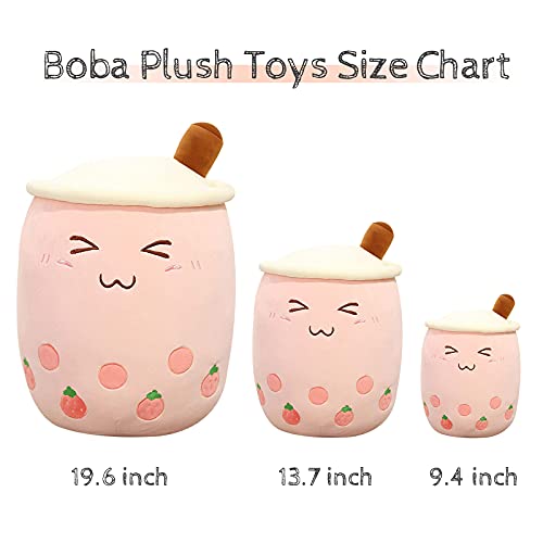 VHYHCY Cute Stuffed Boba Plush Bubble Tea Plushie Pillow Milk Cup Food Plush, Soft Kawaii Hugging Toys Gifts for Kids (Pink, 9.4 Inch)
