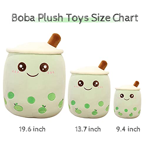VHYHCY Green Boba Plush Pillow 9.4 Inch - Soft Kawaii Bubble Tea Plushie Toy Gift