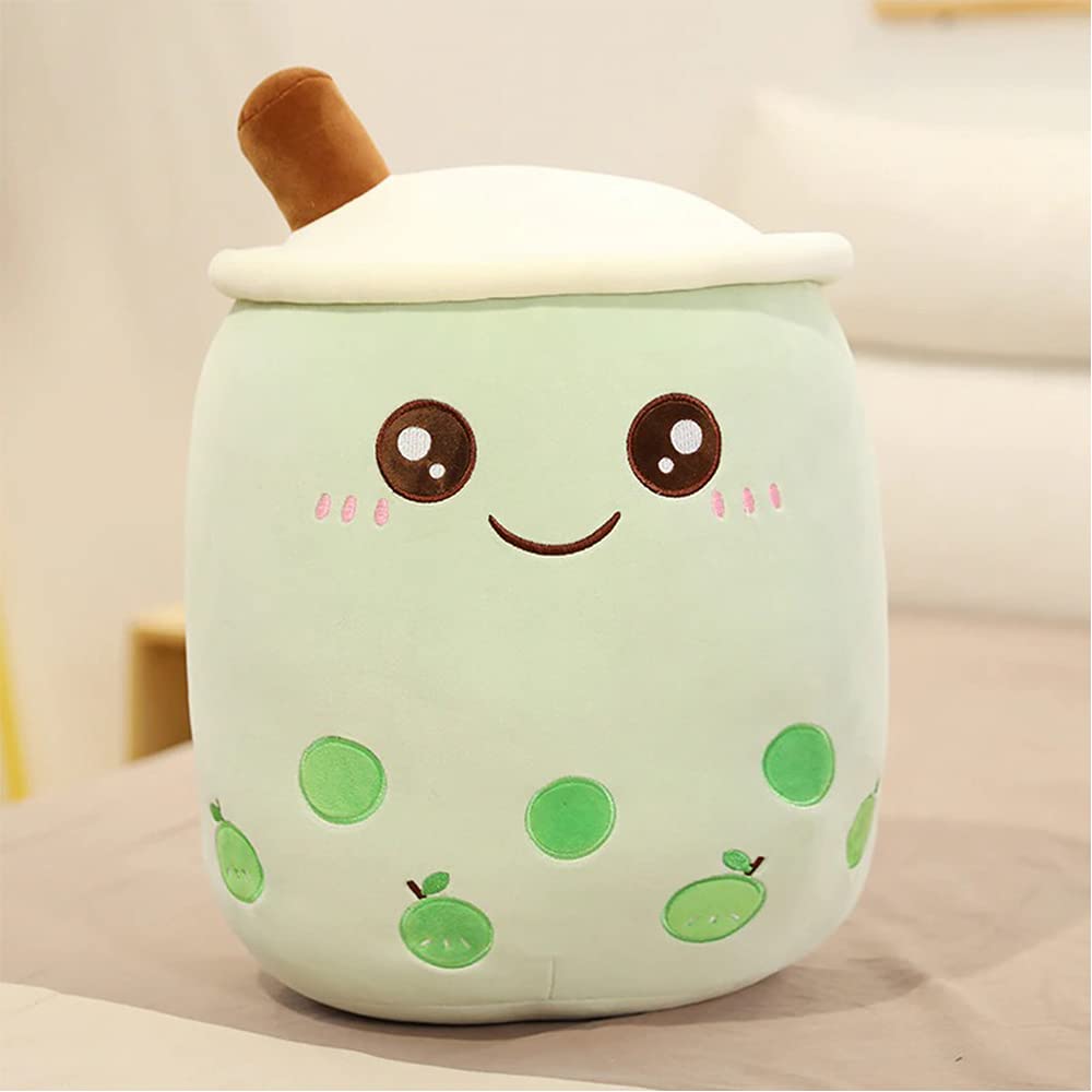 VHYHCY Green Boba Plush Pillow 9.4 Inch - Soft Kawaii Bubble Tea Plushie Toy Gift
