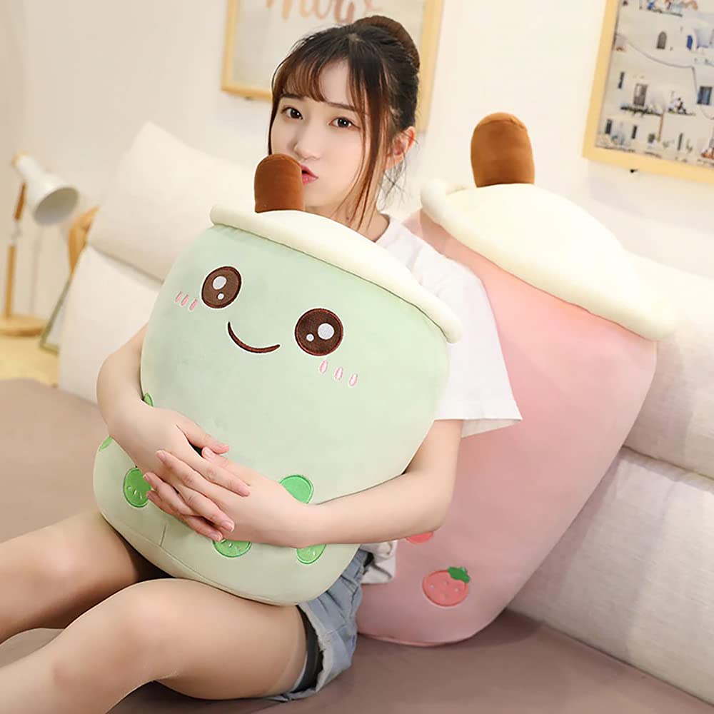 VHYHCY Green Boba Plush Pillow 9.4 Inch - Soft Kawaii Bubble Tea Plushie Toy Gift