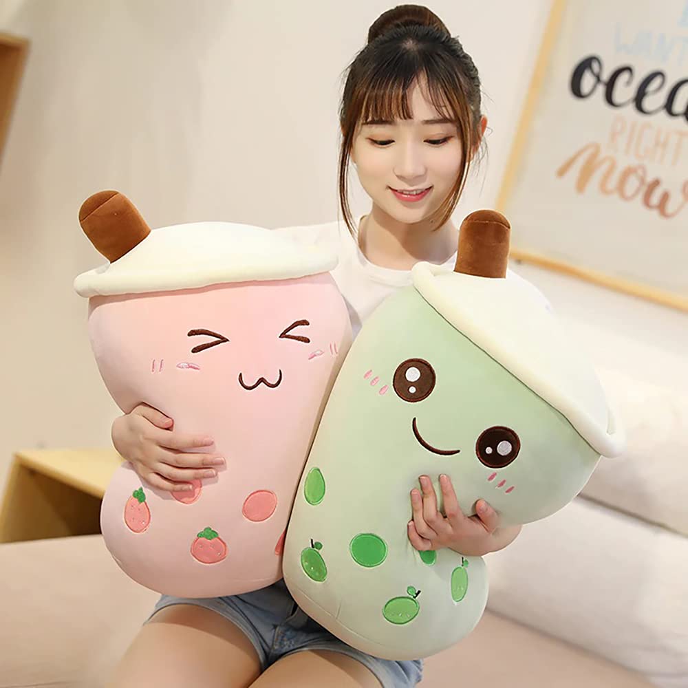 VHYHCY Green Boba Plush Pillow 9.4 Inch - Soft Kawaii Bubble Tea Plushie Toy Gift